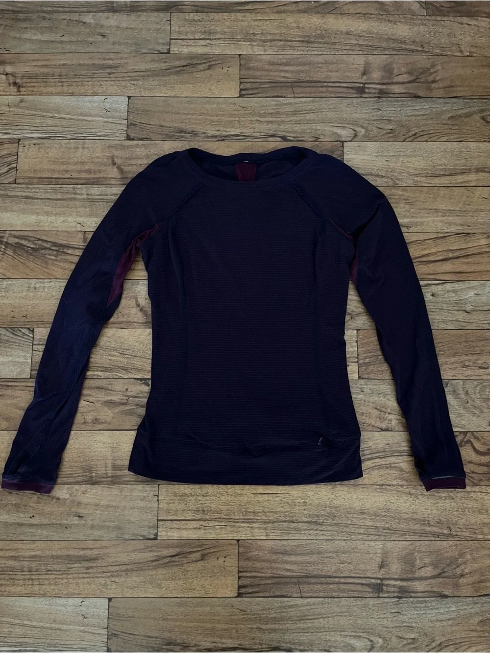 Lululemon Dark Plum Striped Long Sleeve Athletic Top Size 6